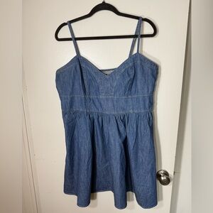 Express Denim Spaghetti-Strap Babydoll Denim Dress
